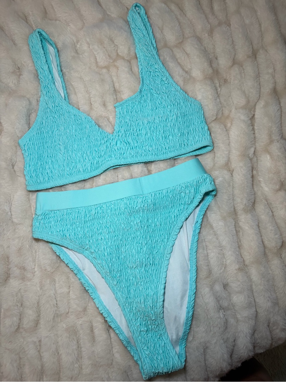 ASOS Aqua Blue Textured High-Waist Bikini Set